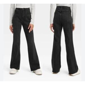 Wild Fable High Rise Flare Jeans Black Womens Plus 16 Short Comfort Stretch New